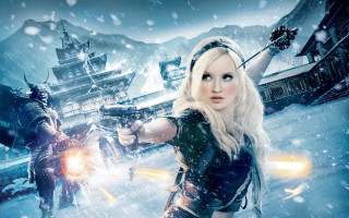 Woman gun snowy scene people - other person free wallpaper