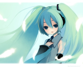 Anime girl blue hair black 2 - collar free wallpaper