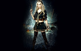 Woman short skirt sword knife - a short skirt holding free wallpaper