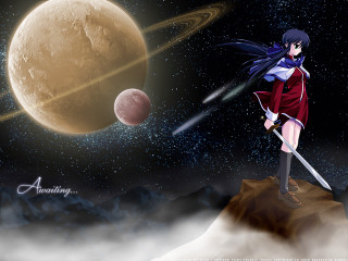 Girl red dress rock planet - a planet free wallpaper