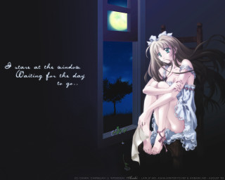 Night sky moon anime woman - a full moon free wallpaper for desktop