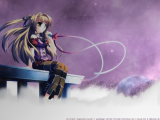Anime girl ledge purple sky - a purple sky behind her free wallpaper