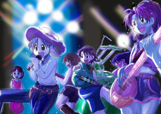 Group girls guitar hats manga - manga and anime 1 9 9 9 free wallpaper