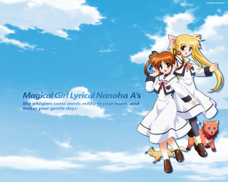 Magic girls flying sky album - a sky background behind them free wallpaper