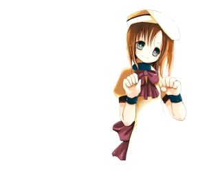 Cartoon girl hat scarf knife - her head and a scarf free wallpaper