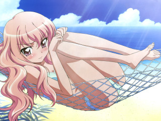 Pink haired woman hammock beach - a hammock free wallpaper