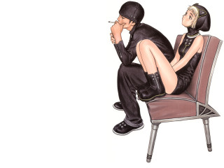 Man woman cigarettes neo figurative - their mouth free wallpaper for desktop