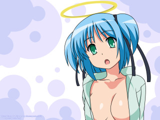 Cartoon girl blue halo angel - a cartoon girl free wallpaper