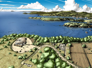 Lake house farm clouds blue - eiichiro oda free wallpaper for desktop