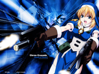 Anime girl gun blue background - a gun free wallpaper