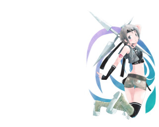 Flying woman weapon animal ears - her arm and legs free wallpaper