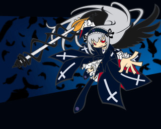 Gothic anime crow wings sword - a sword and a demon free wallpaper