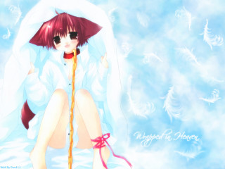 Anime girl red umbrella cloud 2 - a cloud background free wallpaper
