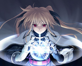 Glowing energy ball magical girl - a black cape free wallpaper