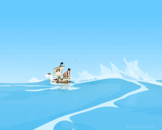 Pirate boat ocean bird sky - a pirate free wallpaper