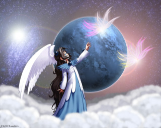 Woman wings cloud blue moon - a cloud free wallpaper for desktop