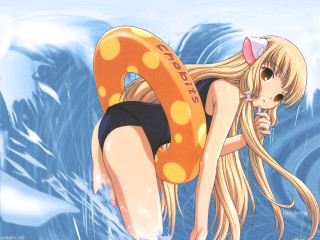 Girl bathing suit floating water - a life preserver free wallpaper