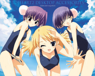 Three anime girls bathing suits 4 - suit free wallpaper