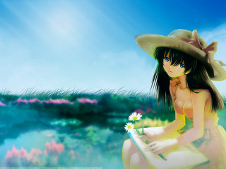 Girl hat bench book flower - a girl in a hat free wallpaper