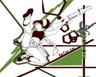 Woman gun manga vector green - her hand and a man holding free wallpaper