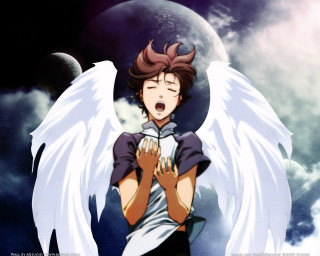 Angel wings moon prayer hologram - an angel free wallpaper