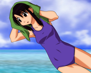 Woman purple dress floating water - a green scarf free wallpaper