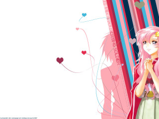 Pink hair dress hearts bow - striped free wallpaper