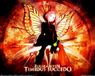 Butterfly wings clock autumn fire - a butterfly free wallpaper for desktop