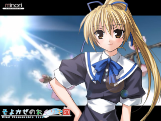 Anime girl blonde hair blue 5 - purism free wallpaper for desktop