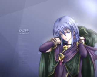 Blue haired woman green cape - a green cape free wallpaper for desktop