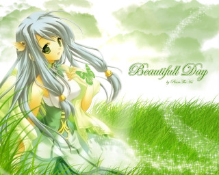 Girl green dress field clover - a green dress free wallpaper