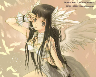 Girl black hair white wings - white wing free wallpaper