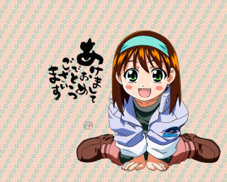 Girl sitting blush bandaid anime - her eye free wallpaper