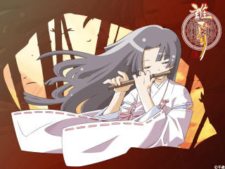 Woman flute longhair miko japan - flowing hair free wallpaper for desktop