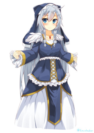 White haired blue dress blush - outfit free wallpaper for mobile