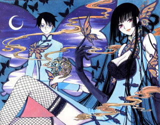 Anime couple gothic night butterflies - bat free wallpaper
