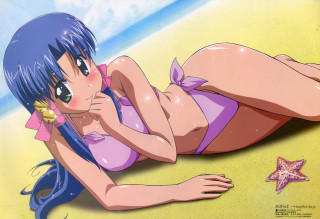 Beach girl starfish anime bluehair - a starfish free wallpaper