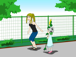 Woman flower girl fence anime - a little girl free wallpaper