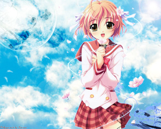 Girl sky flower uniform anime - a girl in a school uniform free wallpaper for desktop