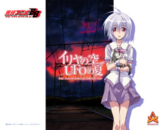 Girl cat red background school - a short skirt holding free wallpaper for desktop