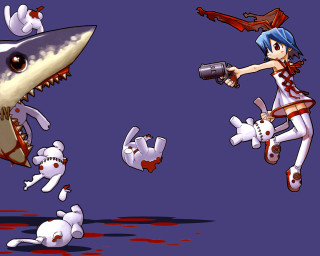 Cartoon shark attack gun dog - a gun and a gun free wallpaper