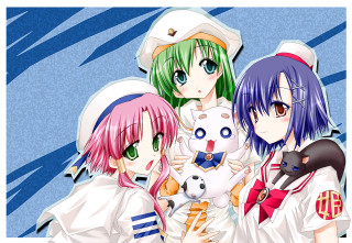 Anime girls blue background cat - a white cat free wallpaper for desktop