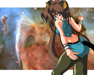 Woman blue top cat tail - a cat tail free wallpaper for desktop