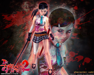 Girl sword shirt tie blood - character portrait free wallpaper
