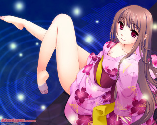 Pink kimono anime girl braided - a floor free wallpaper for desktop
