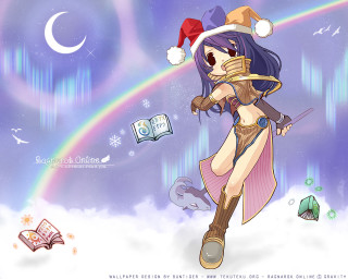 Cartoon flying heroine rainbow magic - a storybook illustration free wallpaper