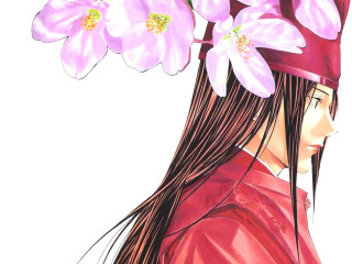 Woman hat flower kimono profile - long hair and a hat free wallpaper