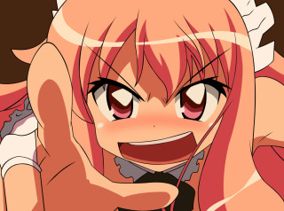 Pink hair maid anime blush - shirt free wallpaper