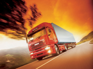 Red truck sunset mountains beach - free cars wallpaper for desktop