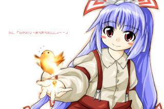 Bluehair girl bird redribbon manga - blue hair holding free wallpaper
